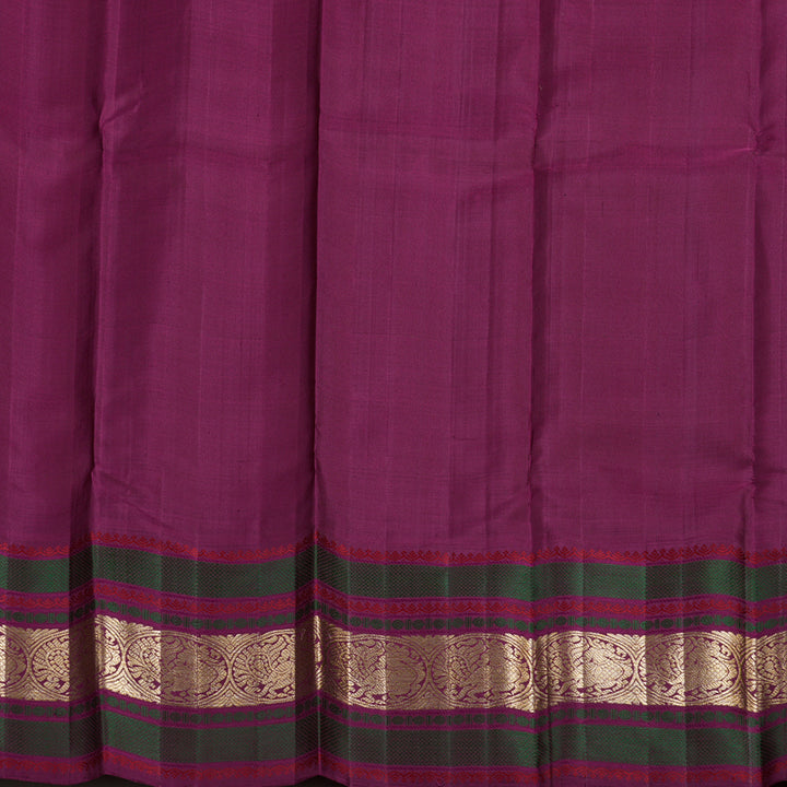 Hayagrivas Lemon Yellow Handloom Kanjivaram Silk Saree with Purple Border BBD1457L8-1