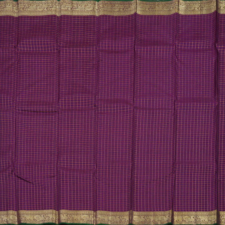 Hayagrivas Handloom Deep Violet Kanjivaram Silk Saree with Royal Beige Border BBD1457L9-1