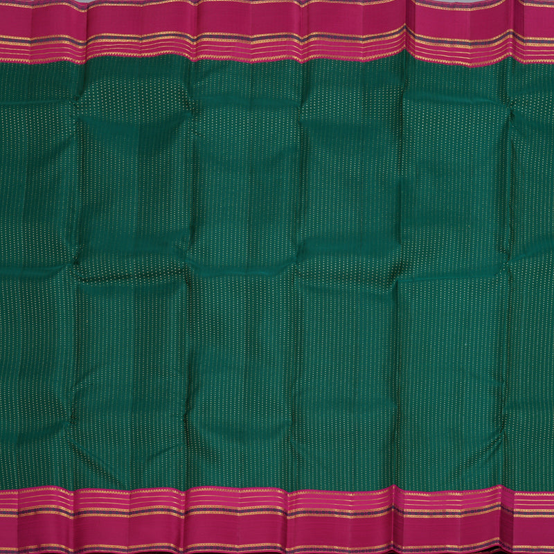 Hayagrivas Bottle Green Handloom Kanjivaram Silk Saree with Pink Border BBD1460L2-1