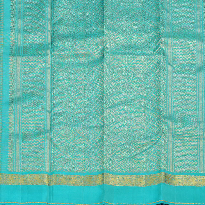 Hayagrivas Multi Color  Handloom Kanjivaram Silk Saree with Sea Blue Border BBD1460L7-1
