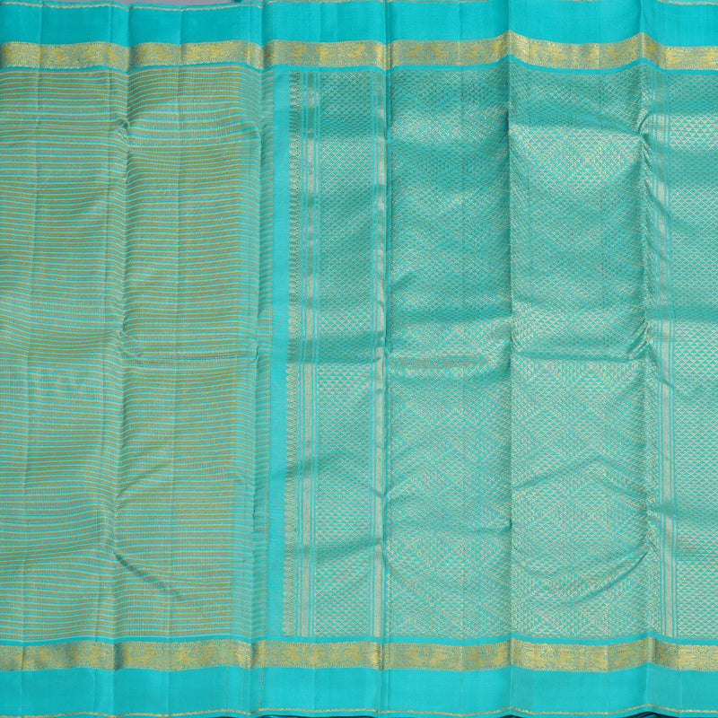 Hayagrivas Multi Color  Handloom Kanjivaram Silk Saree with Sea Blue Border BBD1460L7-1