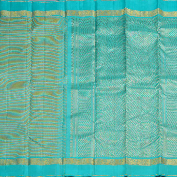 Hayagrivas Multi Color  Handloom Kanjivaram Silk Saree with Sea Blue Border BBD1460L7-1