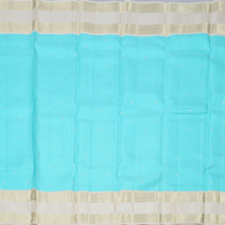 Hayagrivas Sky Blue Handloom Kanjivaram Silk Saree with Sandal Beige Border-BBD1460L9-1