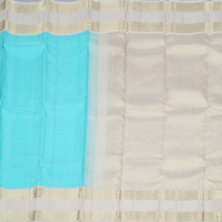 Hayagrivas Sky Blue Handloom Kanjivaram Silk Saree with Sandal Beige Border-BBD1460L9-1