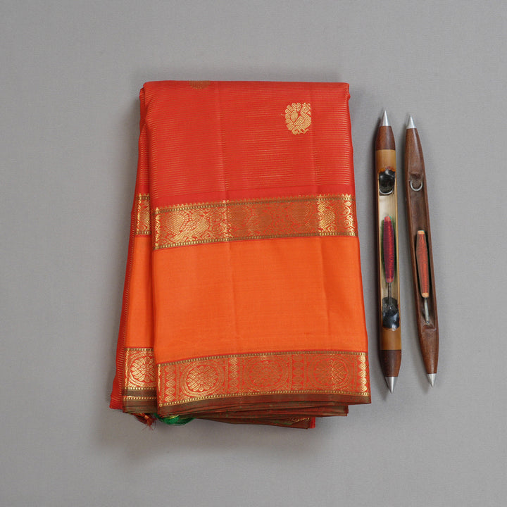 Hayagrivas Red Handloom Kanjivaram Silk Saree with Orange Border BBD1461L11-1