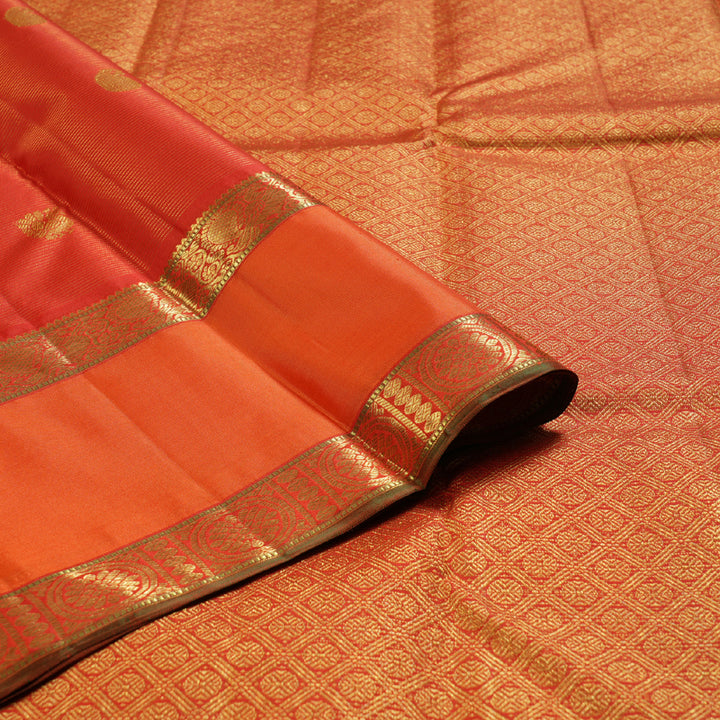 Hayagrivas Red Handloom Kanjivaram Silk Saree with Orange Border BBD1461L11-1