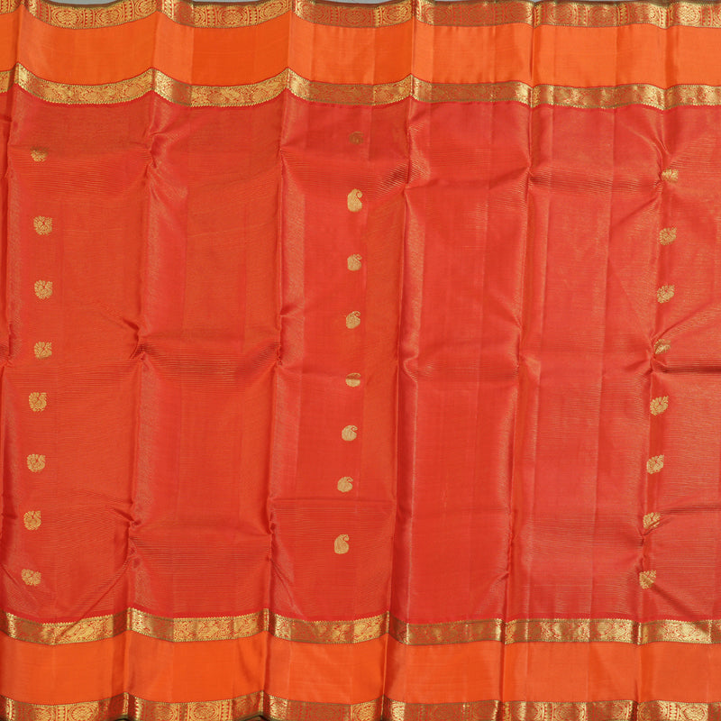 Hayagrivas Red Handloom Kanjivaram Silk Saree with Orange Border BBD1461L11-1