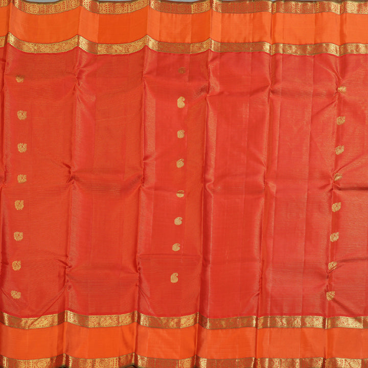 Hayagrivas Red Handloom Kanjivaram Silk Saree with Orange Border BBD1461L11-1