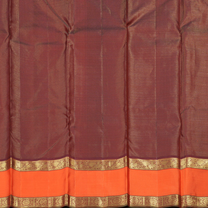 Hayagrivas Dark Maroon Handloom Kanjivaram Silk Saree with Orange Border BBD1461L11-2