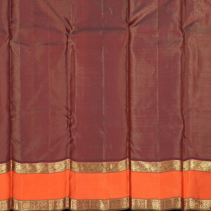 Hayagrivas Dark Maroon Handloom Kanjivaram Silk Saree with Orange Border BBD1461L11-2