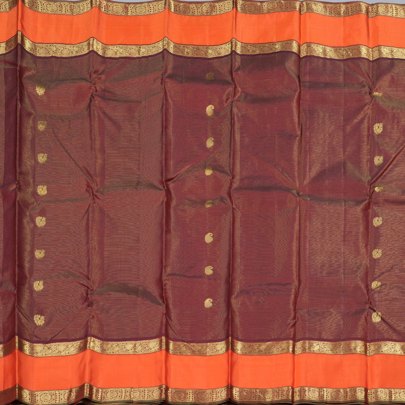 Hayagrivas Dark Maroon Handloom Kanjivaram Silk Saree with Orange Border BBD1461L11-2