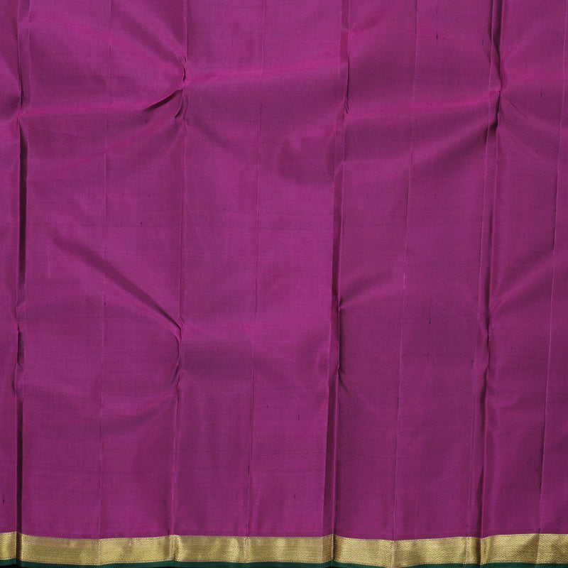 Hayagrivas Bottle Green Handloom Kanjivaram Silk Saree with Purple Border BBD1461L12-2