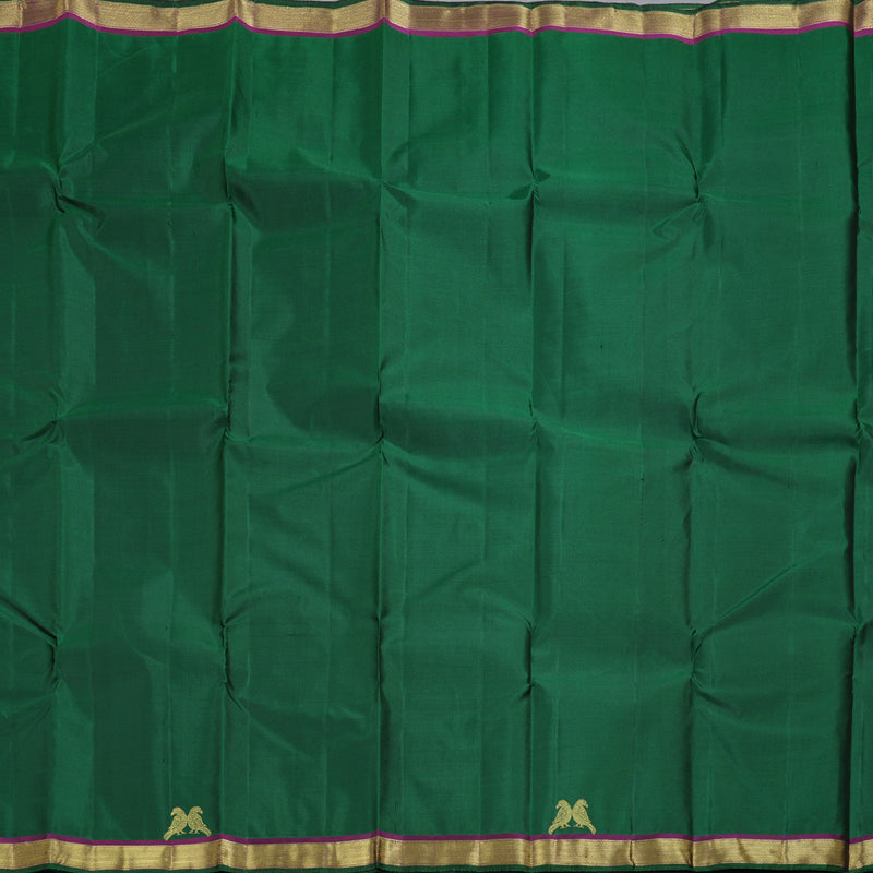 Hayagrivas Bottle Green Handloom Kanjivaram Silk Saree with Purple Border BBD1461L12-2