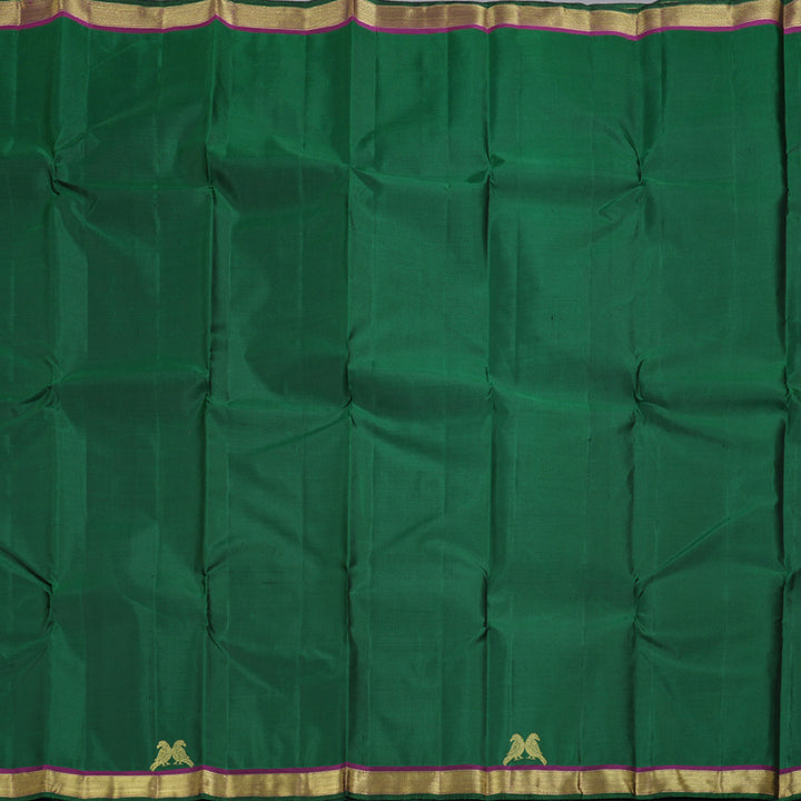 Hayagrivas Bottle Green Handloom Kanjivaram Silk Saree with Purple Border BBD1461L12-2