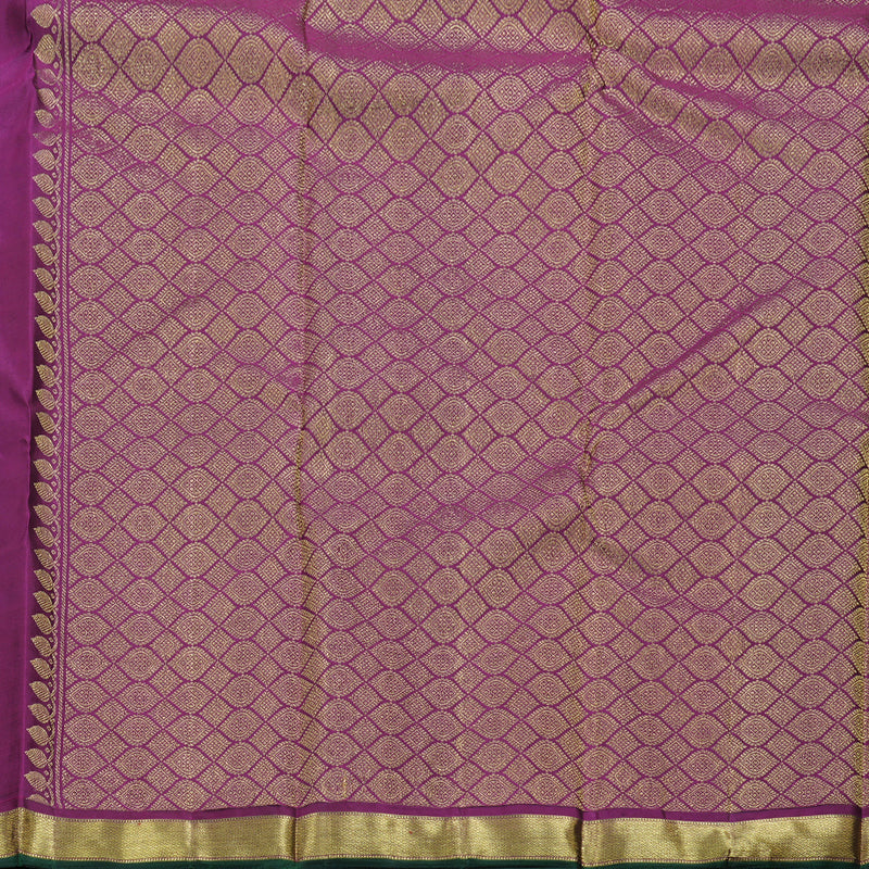 Hayagrivas Bottle Green Handloom Kanjivaram Silk Saree with Purple Border BBD1461L12-2
