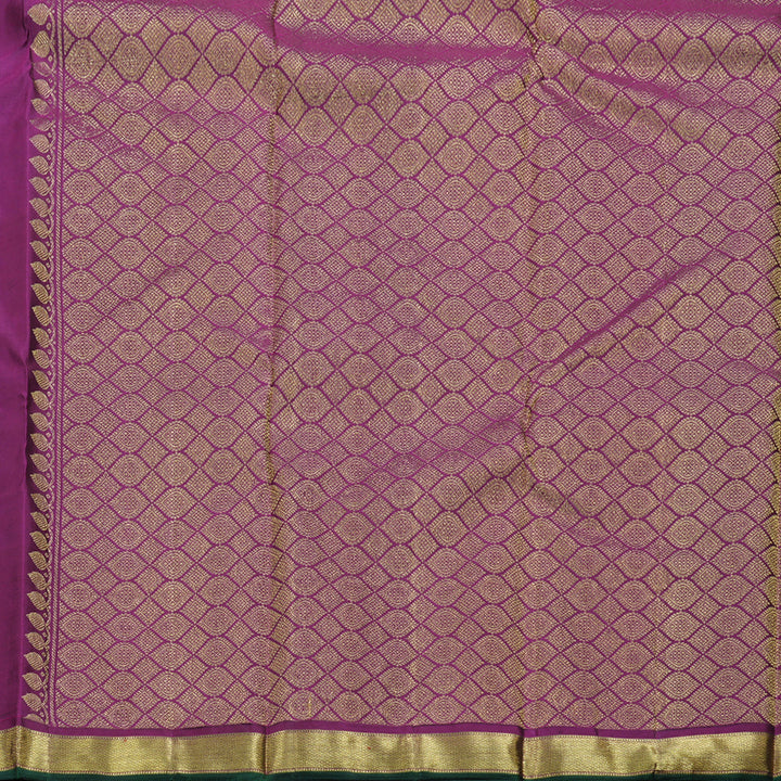 Hayagrivas Bottle Green Handloom Kanjivaram Silk Saree with Purple Border BBD1461L12-2