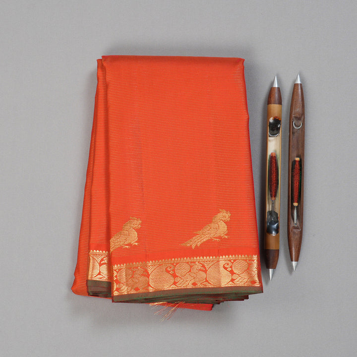 Hayagrivas Stunning Red Handloom Kanjivaram Silk Saree BBD1461L15-1