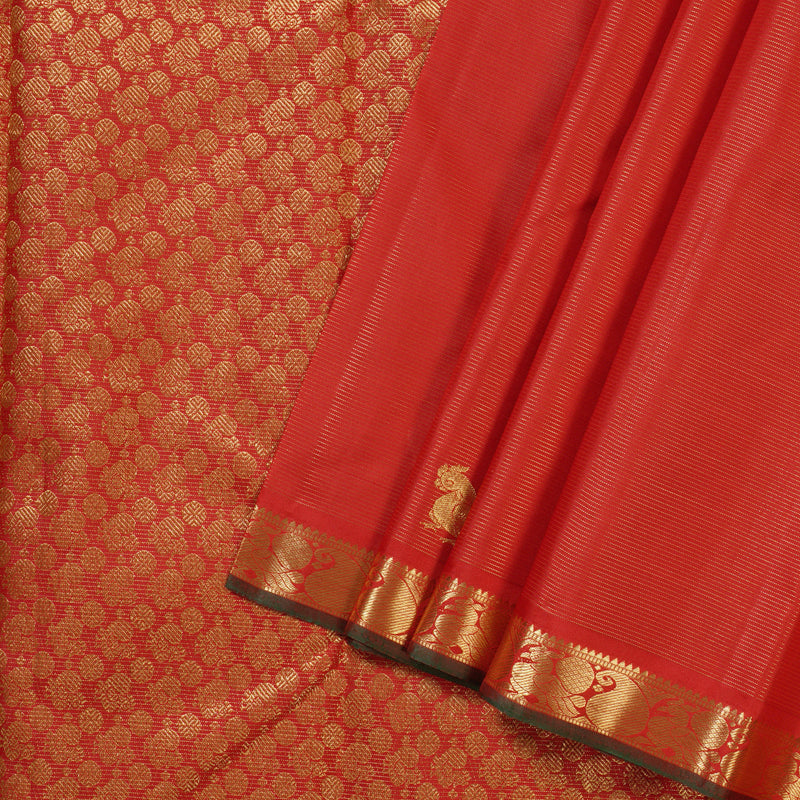 Hayagrivas Stunning Red Handloom Kanjivaram Silk Saree BBD1461L15-1