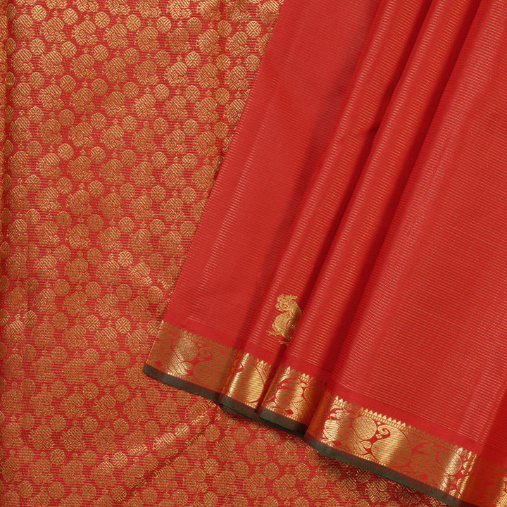 Hayagrivas Stunning Red Handloom Kanjivaram Silk Saree BBD1461L15-1