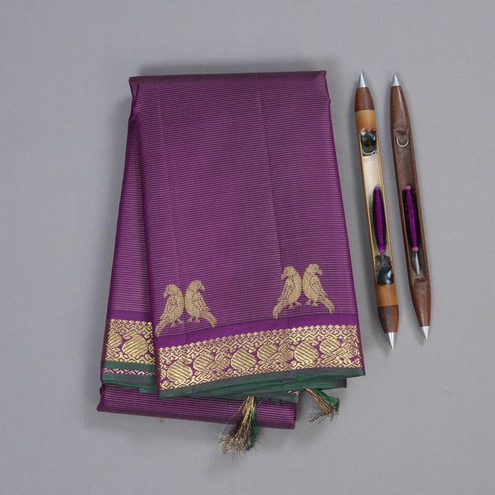 Hayagrivas Dark Purple Vairaoosi Handloom Kanjivaram Silk Saree BBD1461L15-3