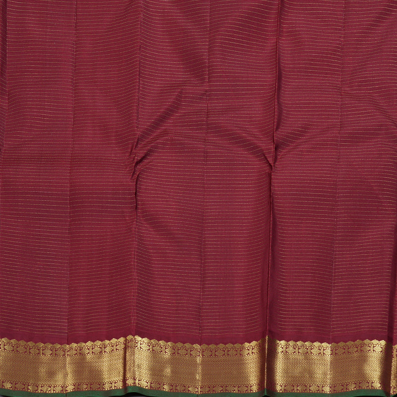 Hayagrivas Bottle Green Handloom Kanjivaram Silk Saree with Maroon Border BBD1461L17-3