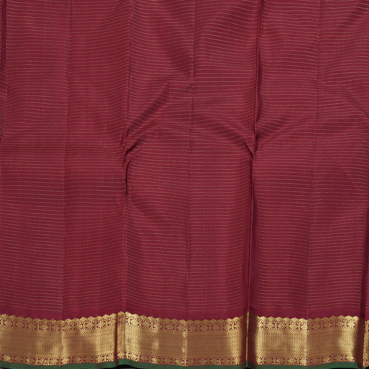 Hayagrivas Bottle Green Handloom Kanjivaram Silk Saree with Maroon Border BBD1461L17-3