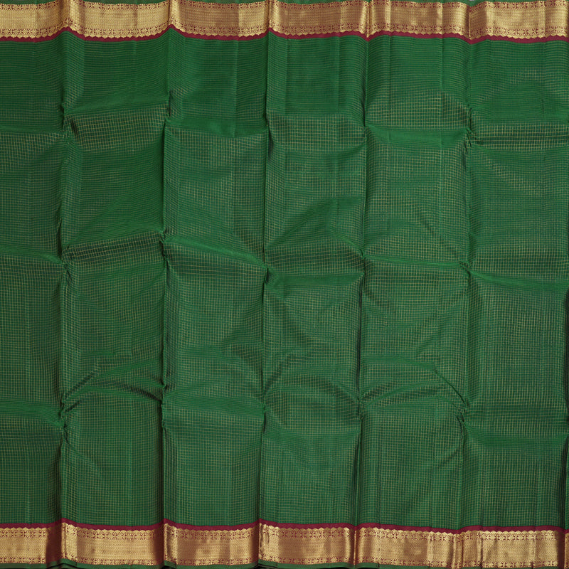 Hayagrivas Bottle Green Handloom Kanjivaram Silk Saree with Maroon Border BBD1461L17-3