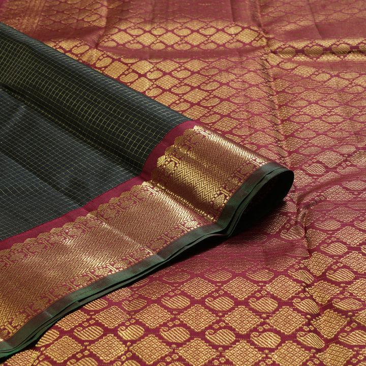 Hayagrivas Black Handloom Kanjivaram Silk Saree with Maroon Border BBD1461L17-4