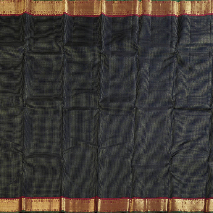 Hayagrivas Black Handloom Kanjivaram Silk Saree with Maroon Border BBD1461L17-4