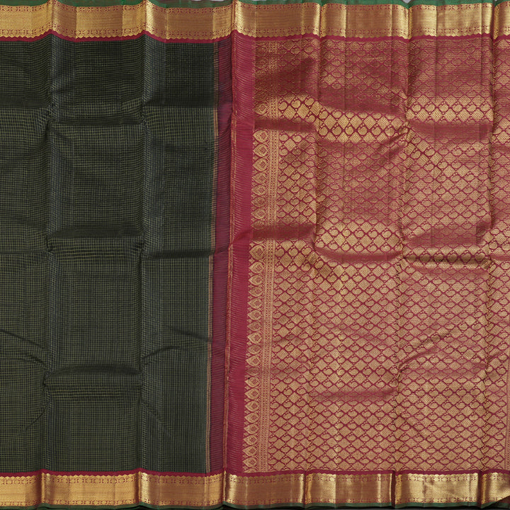Hayagrivas Black Handloom Kanjivaram Silk Saree with Maroon Border BBD1461L17-4