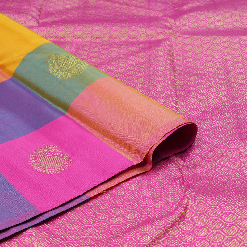 Hayagrivas Multi Color Checks Handloom Kanjivaram Silk Saree BBD1461L18-1