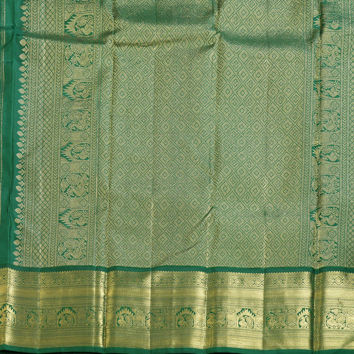 Hayagrivas Lavender Handloom Kanjivaram Silk Saree with Bottle Green Border BBD1461L19-1