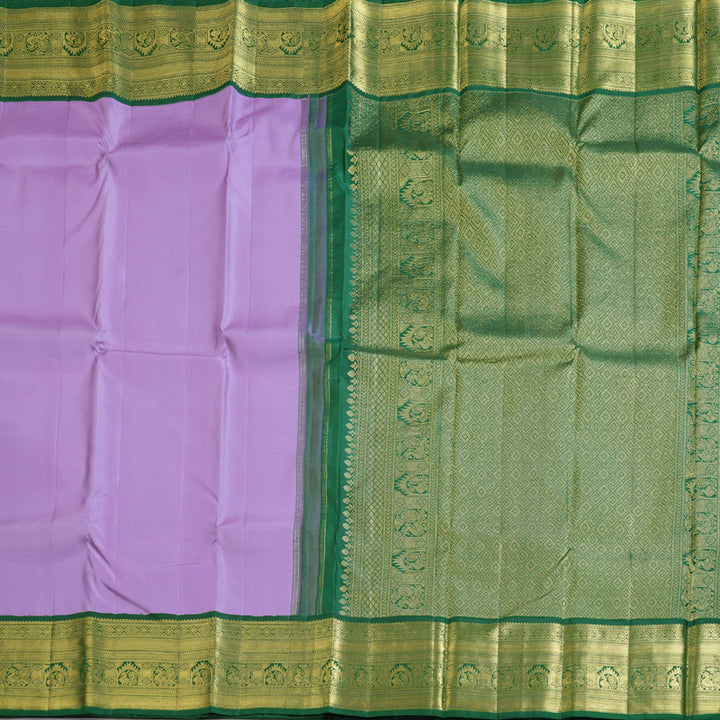 Hayagrivas Lavender Handloom Kanjivaram Silk Saree with Bottle Green Border BBD1461L19-1
