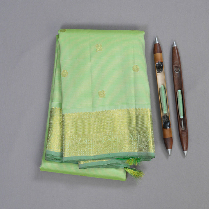 Hayagrivas Pastel Green Handloom Kanjivaram Silk Saree BBD1461L2-4
