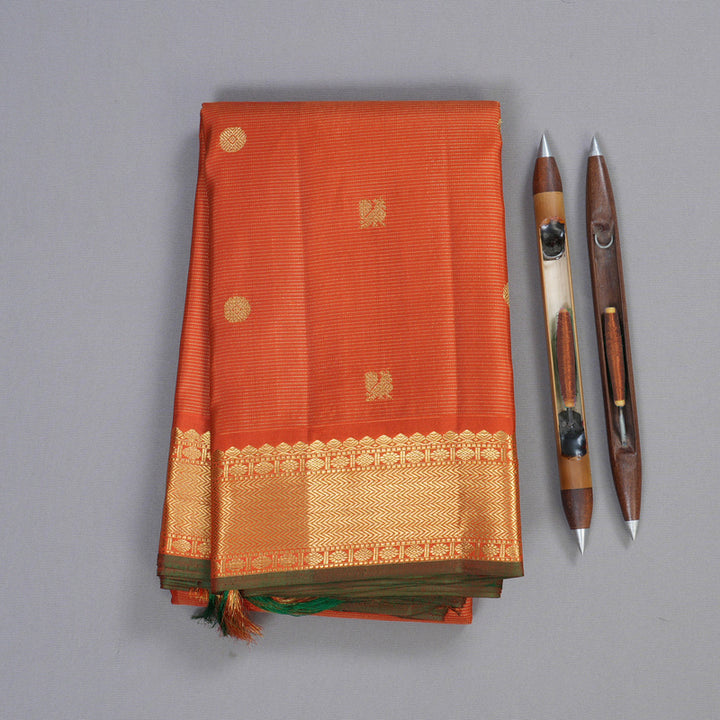 Hayagrivas Rustic Orange Vairaoosi Handloom Kanjivaram Silk Saree BBD1461L2-8