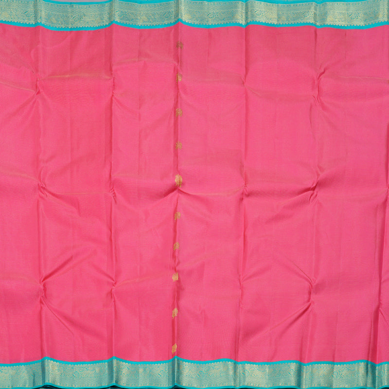 Hayagrivas Pink Handloom Kanjivaram Silk Saree with Sea Blue Border BBD1461L3-1