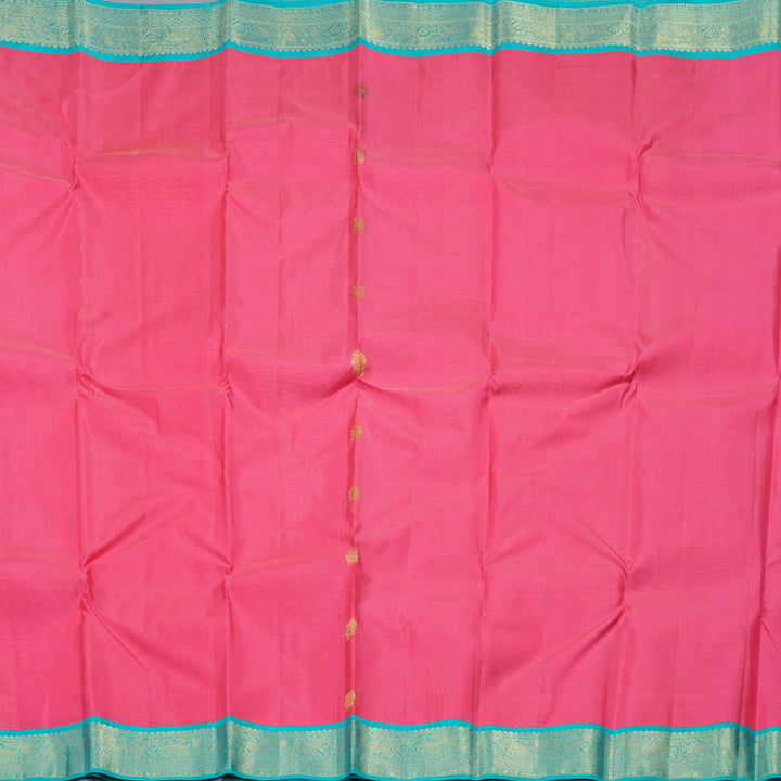 Hayagrivas Pink Handloom Kanjivaram Silk Saree with Sea Blue Border BBD1461L3-1
