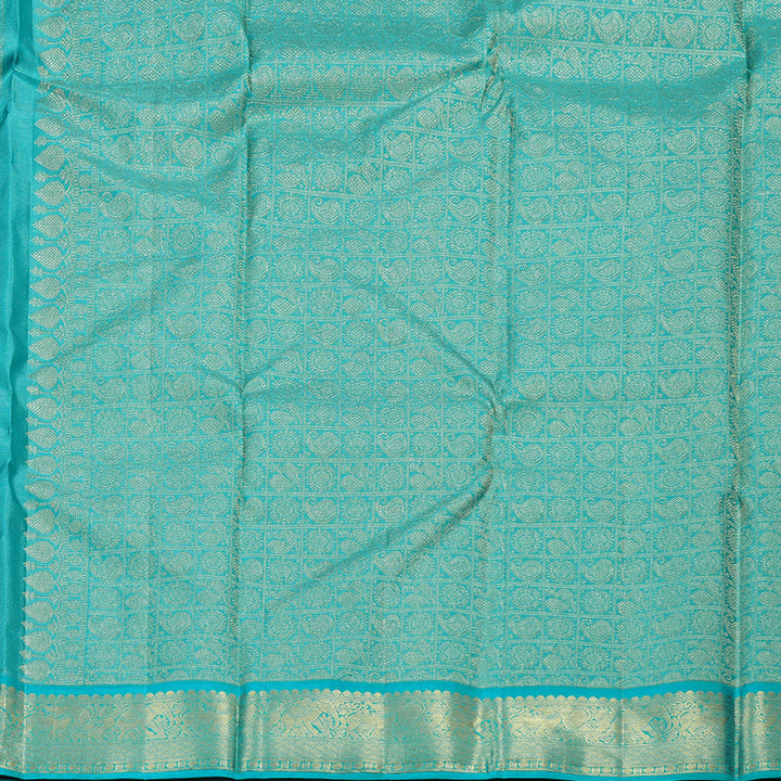 Hayagrivas Pink Handloom Kanjivaram Silk Saree with Sea Blue Border BBD1461L3-1