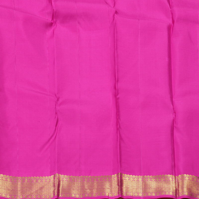Hayagrivas Lime Green Handloom Kanjivaram Silk Saree with Pink Border BBD1461L8-3