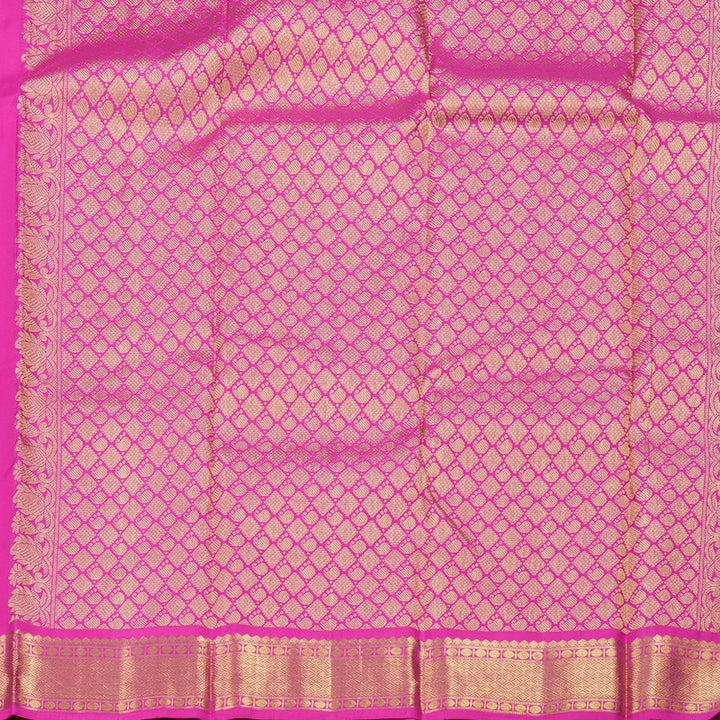 Hayagrivas Lime Green Handloom Kanjivaram Silk Saree with Pink Border BBD1461L8-3