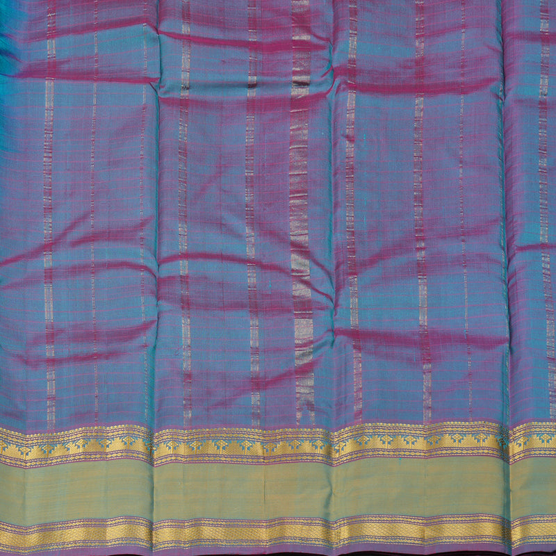 Hayagrivas Teal Green Handloom Kanjivaram Silk Saree with Sampanga Yellow Border-BBD1465L1-11