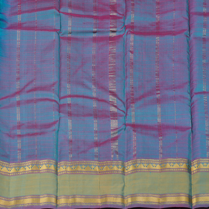 Hayagrivas Teal Green Handloom Kanjivaram Silk Saree with Sampanga Yellow Border-BBD1465L1-11