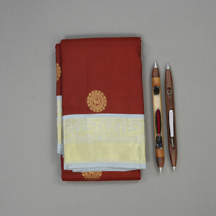 Hayagrivas Handloom Maroon Kanjivaram Silk Saree Bluish Grey border BBD1466L12-13