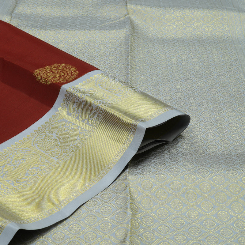 Hayagrivas Handloom Maroon Kanjivaram Silk Saree Bluish Grey border BBD1466L12-13