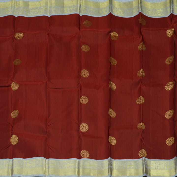 Hayagrivas Handloom Maroon Kanjivaram Silk Saree Bluish Grey border BBD1466L12-13