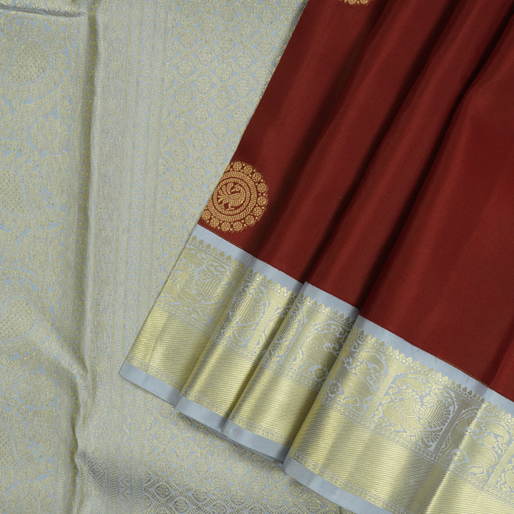 Hayagrivas Handloom Maroon Kanjivaram Silk Saree Bluish Grey border BBD1466L12-13