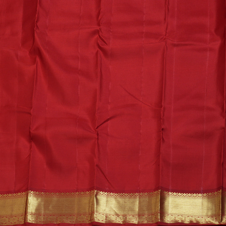 Hayagrivas Pristine White Handloom Kanjivaram Silk Saree with Maroon Border BBD1466L12-9