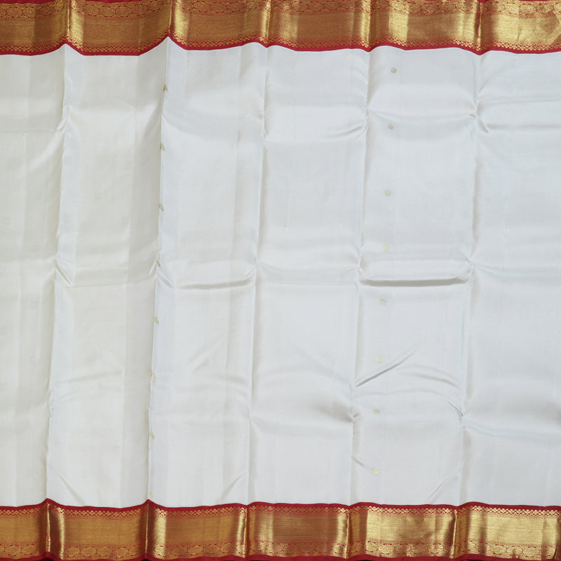 Hayagrivas Pristine White Handloom Kanjivaram Silk Saree with Maroon Border BBD1466L12-9