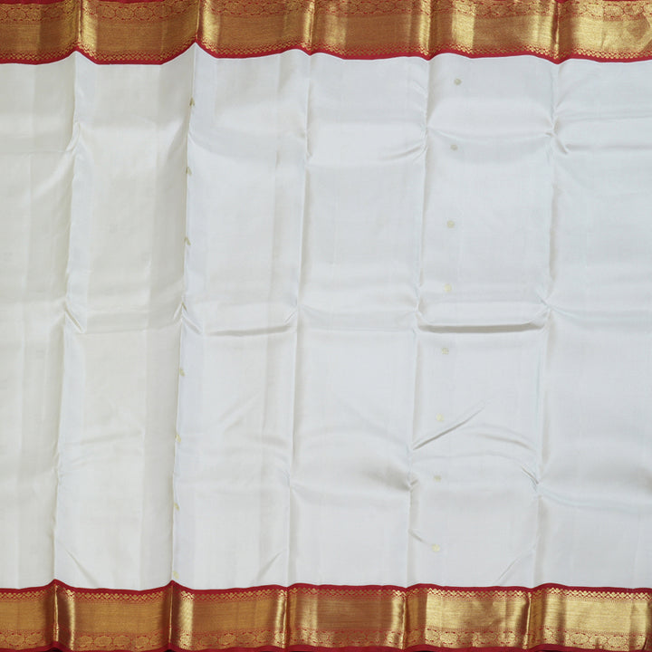 Hayagrivas Pristine White Handloom Kanjivaram Silk Saree with Maroon Border BBD1466L12-9