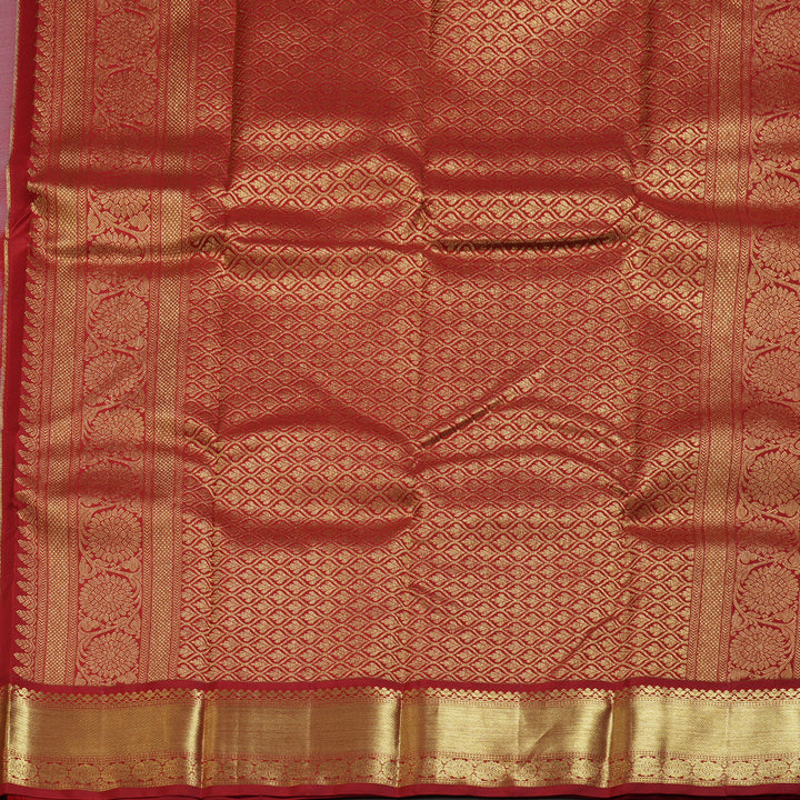 Hayagrivas Pristine White Handloom Kanjivaram Silk Saree with Maroon Border BBD1466L12-9